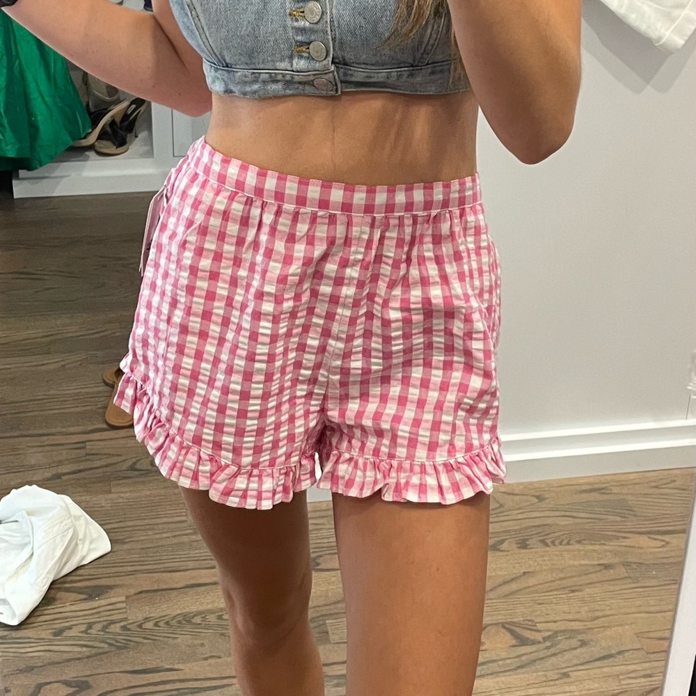 Gingham pink print shorts